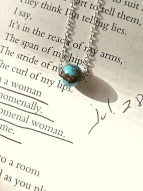 Dainty sterling silver pendant turquoise necklace